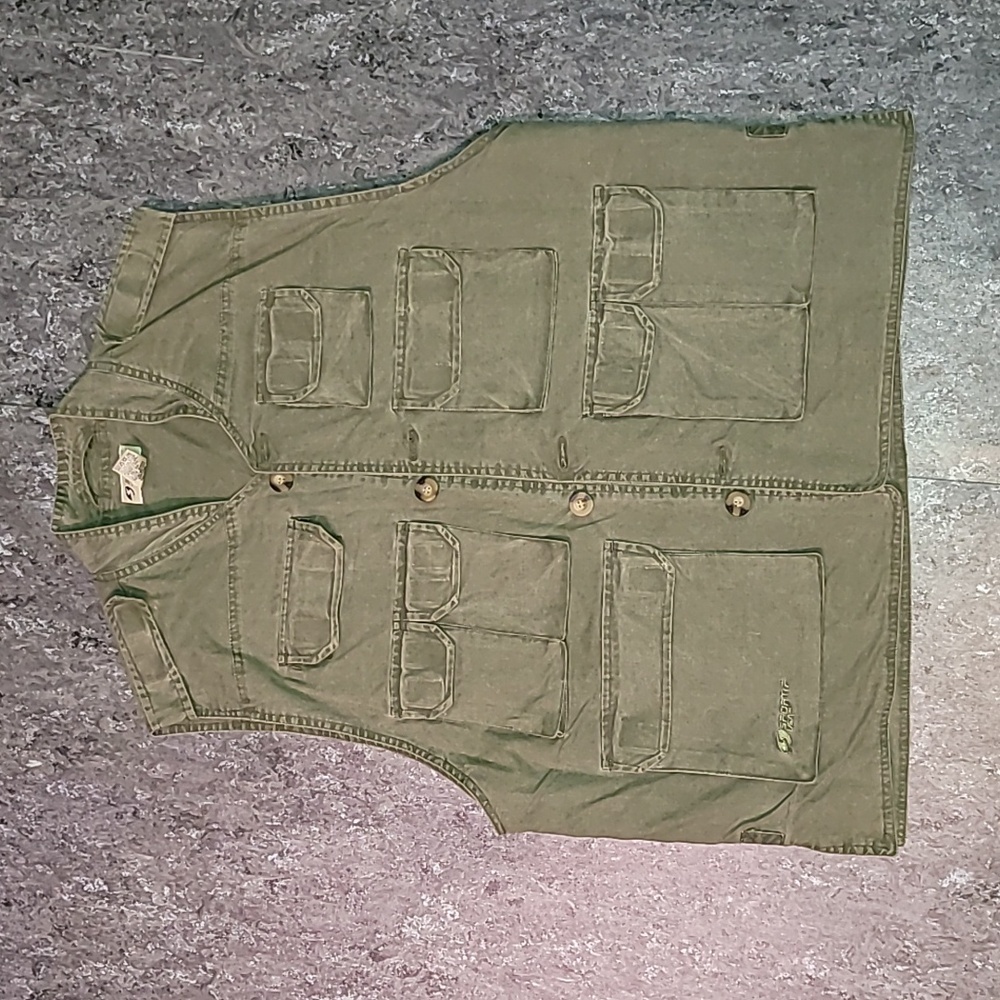 Y2k. Sportif USA. 💯 Cotton utility Vest.  Over 20 pockets. Like-new. Men's Med